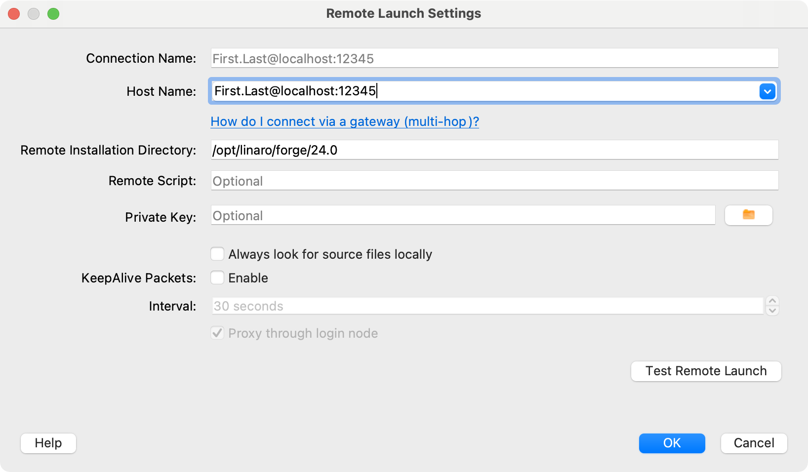 Linaro Forge remote connection configuration